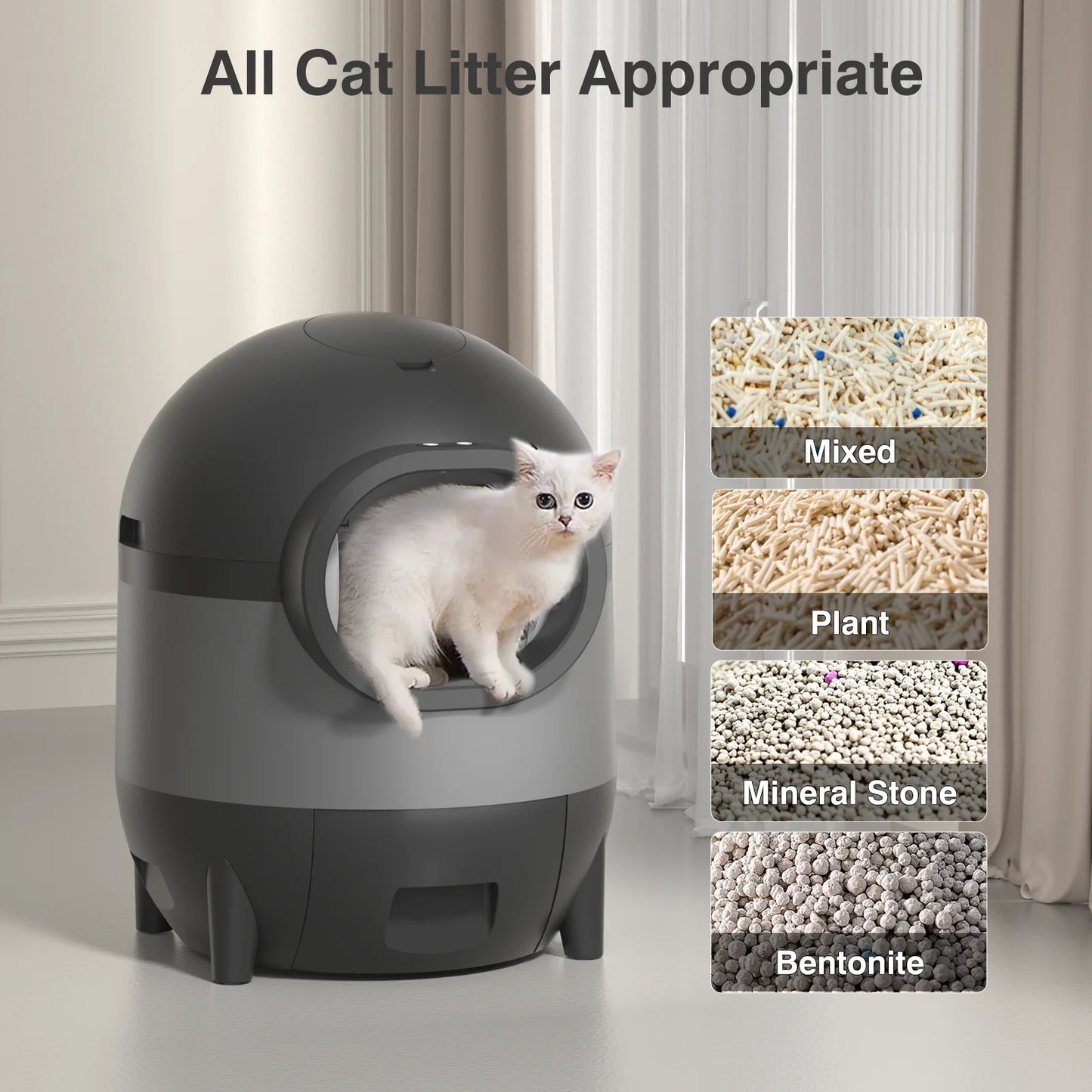 Self-Cleaning Cat Litter Box, Automatic Cat Litter Box 2.4G Wifi with APP Control, Extra Large Capacity for Multiple Cats, Cat Litter Box Self Cleaning, Black