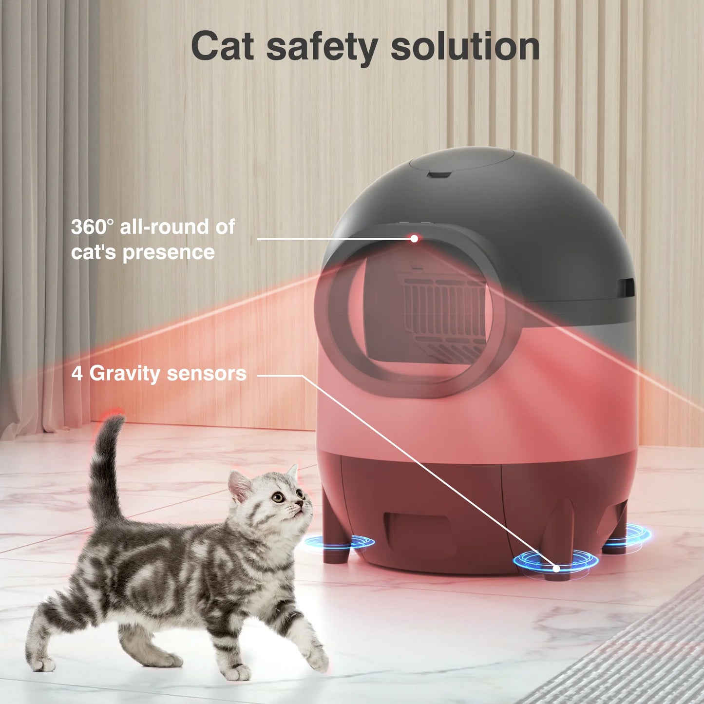 Self-Cleaning Cat Litter Box, Automatic Cat Litter Box 2.4G Wifi with APP Control, Extra Large Capacity for Multiple Cats, Cat Litter Box Self Cleaning, Black