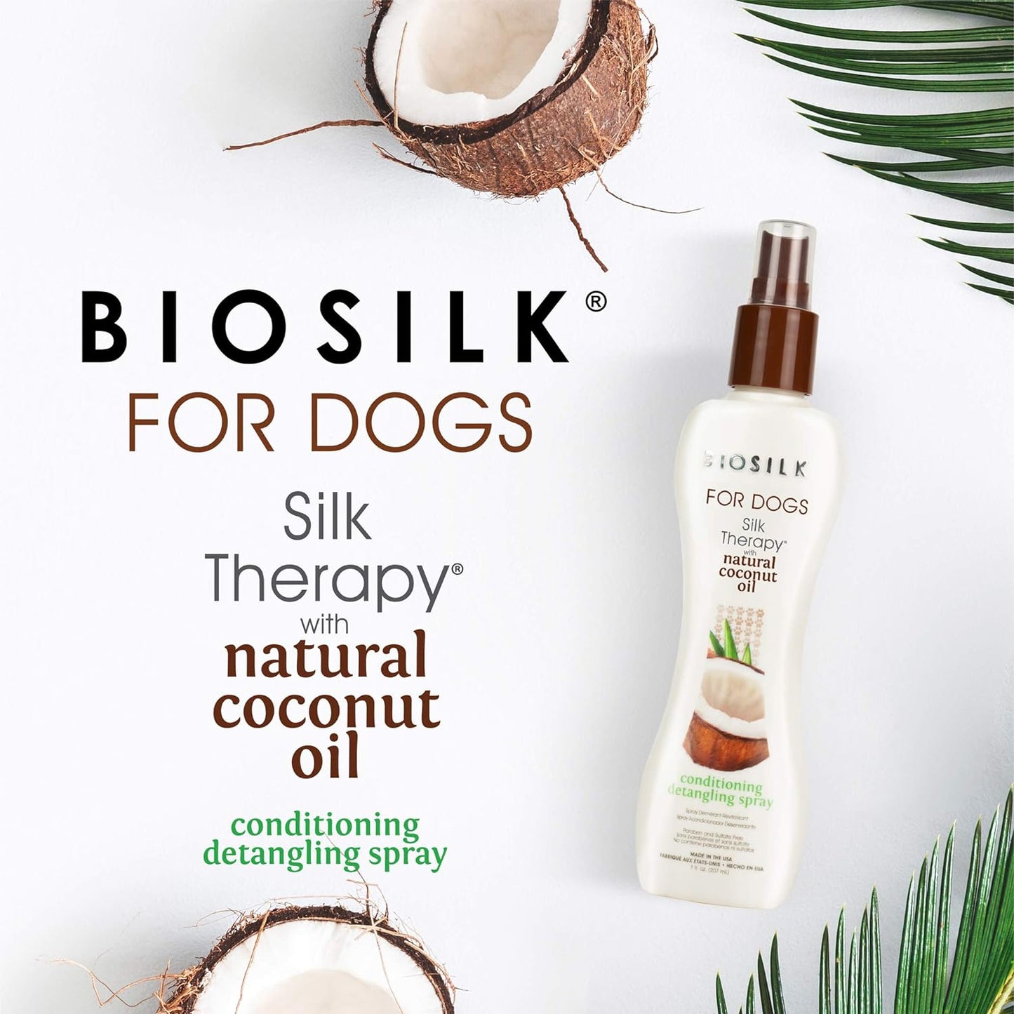for Dogs Silk Therapy Dog Grooming Supplies, Coconut Oil - Dog Conditioner, Dog Shampoo, Puppy Shampoo, Pet Shampoo for Dogs Shampoo, Dog Wash, Dog Spray, Dog Detangler Spray, Pet Wash
