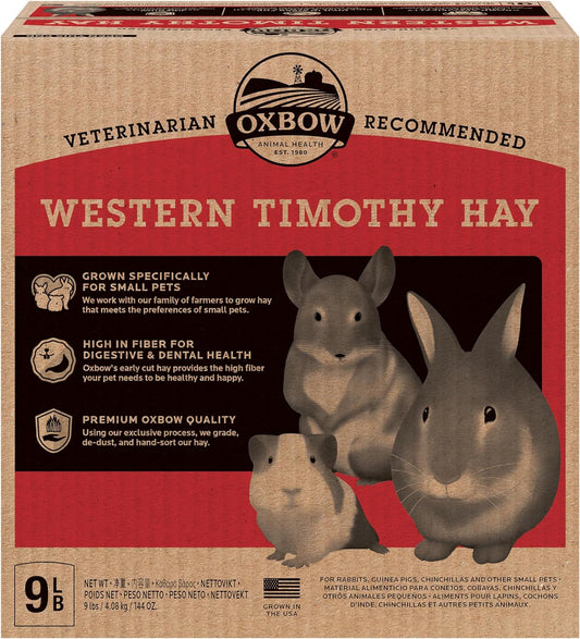 Animal Health Western Timothy Hay - All Natural Hay for Rabbits, Guinea Pigs, Chinchillas, Hamsters & Gerbils-Veterinarian Recommended- Digestive & Dental Health- Grown in the USA- 9Lb.