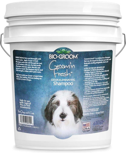 Groom'N Fresh Dog Shampoo – Odor Eliminating, Dog Bathing Supplies, Puppy Wash, Cat & Dog Grooming Supplies, Cruelty-Free, Made in USA, Dog Products – 5 Gallons