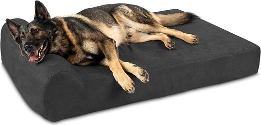 7" Pillow Top Orthopedic Dog Bed for Large and Extra Large Breed Dogs (Headrest Edition)