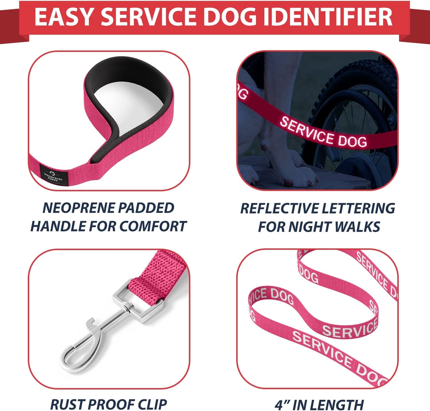 Service Dog Vest with Hook and Loop Straps & Matching Service Dog Leash Set - Harnesses from XXS to XXL - Service Dog Harness Features Reflective Patch and Comfortable Mesh Design