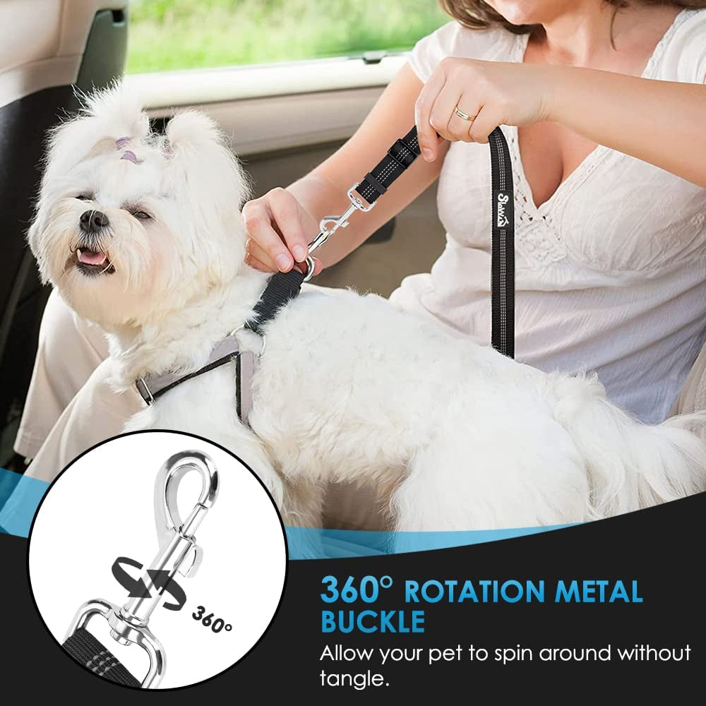 Dog Seat Belt, 2 Pack Pet Car Seatbelt Headrest Restraint Adjustable Puppy Safety Seat Belt Reflective Elastic Bungee Connect Dog Harness in Vehicle Travel Daily Use