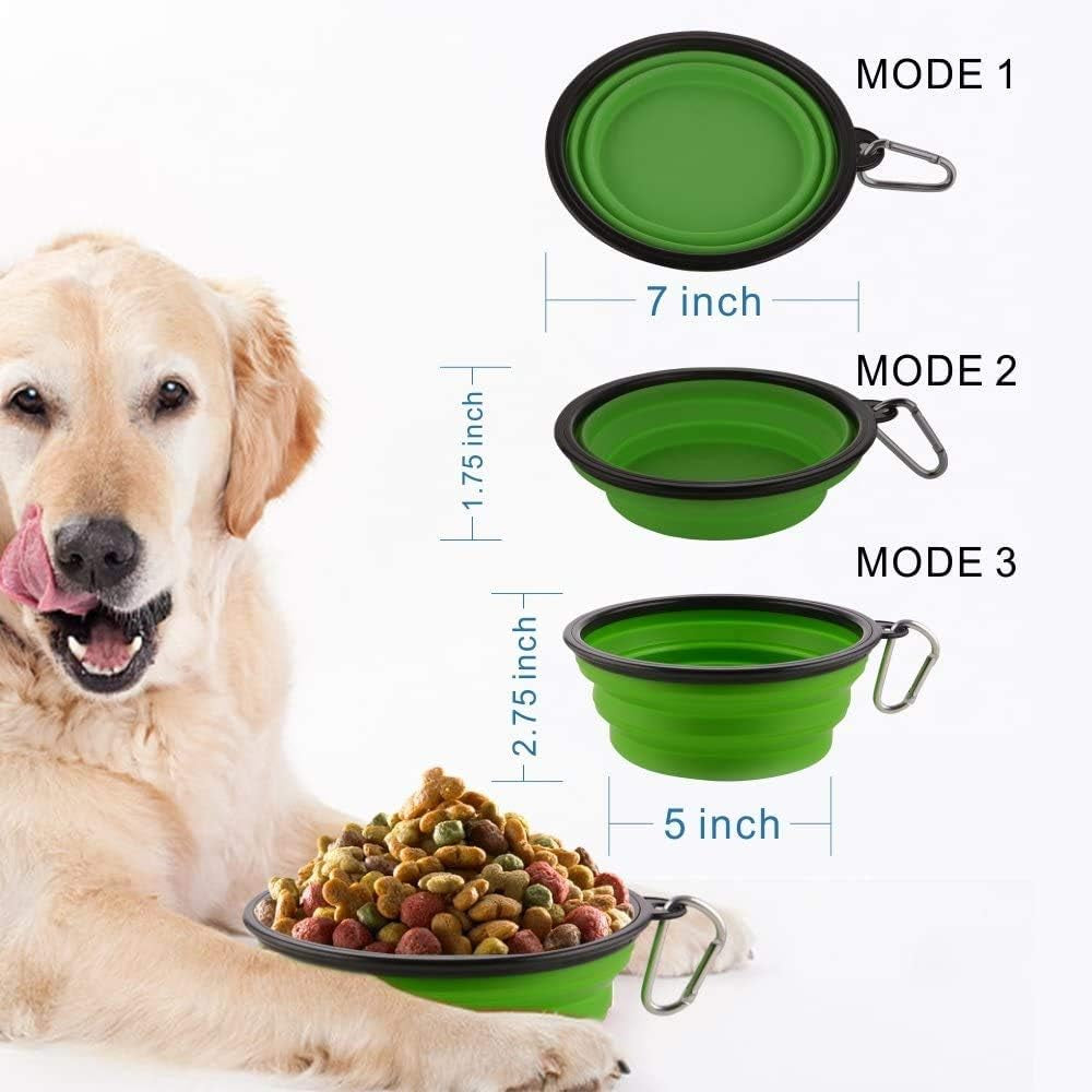 Large Collapsible Dog Bowls, 34Oz Travel Water Food Bowls Portable Foldable Collapse Dishes with Carabiner Clip for Traveling, Hiking, Walking, 2 Pack