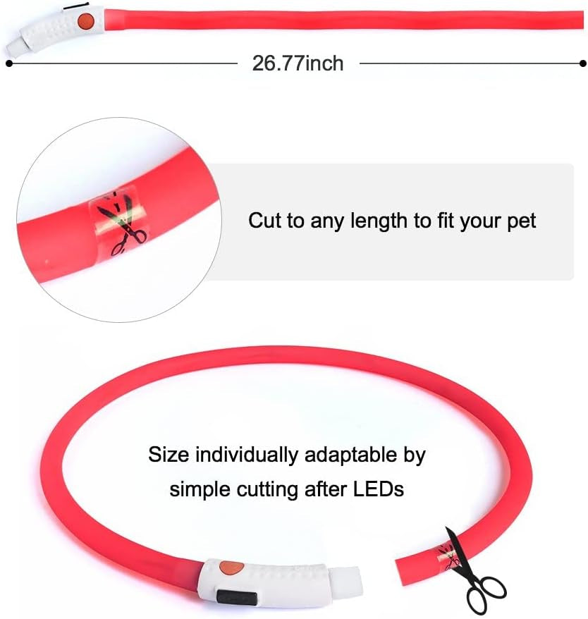 LED Dog Collar - USB Rechargeable LED Dog Necklace - Glowing Dog Collar Light for Your Small Medium Large Dogs