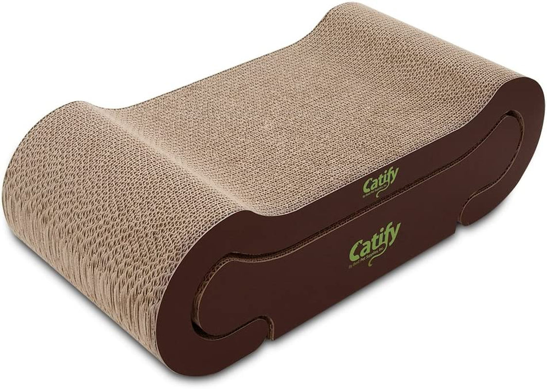 Corrugated Cardboard Cat Scratcher Refill Pads, Lounger, and Fun Interactive Scratching Boards, Claw Safe, Durable, Natural Recycled Materials, Supports Active Play - Lounger I